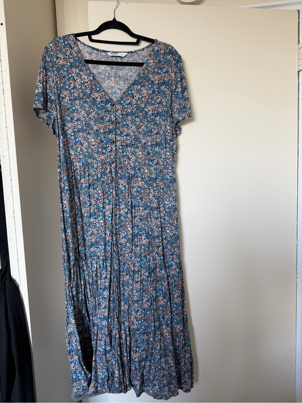 Sonoma Blue Floral V-Neck Maxi Dress